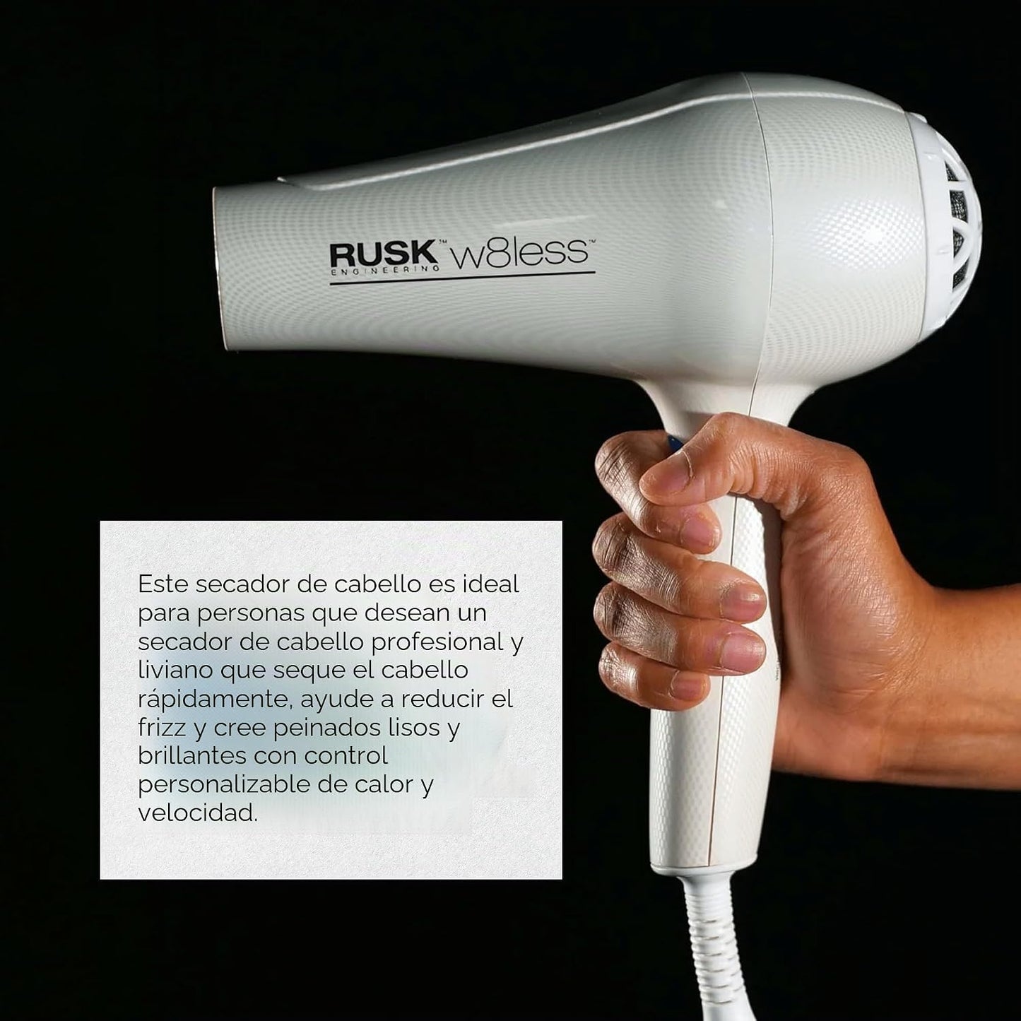 RUSK Engineering W8less - Secador profesional de 2000 W, 7 ajustes...