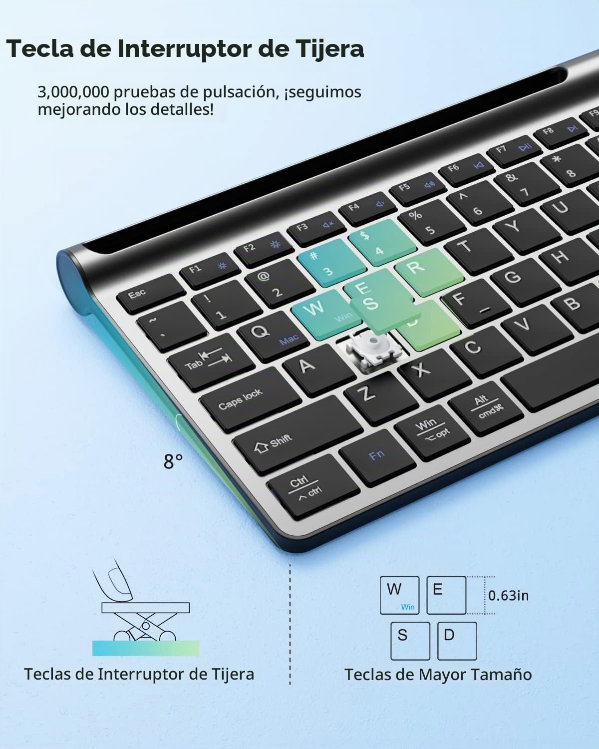 Samsers - Combo de teclado y ratón inalámbricos, recargable ultra d...