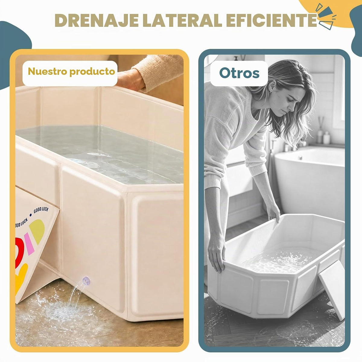 Orzbow Bañera para niños pequeños con tapón de drenaje lateral, por...