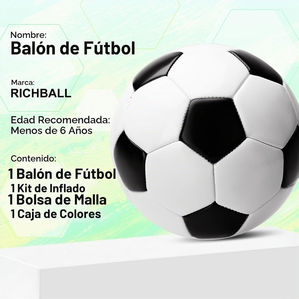 Richball Balón de fútbol para niños, balón de fútbol para niños de...