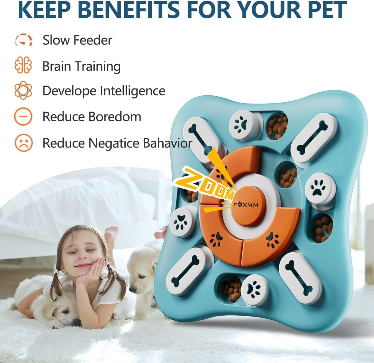FOXMM Juguetes interactivos de rompecabezas de golosinas para perro...
