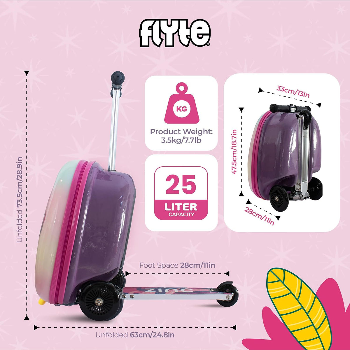 Flyte Maleta Scooter - 2 en 1, Maleta de Montar de 18 pulgadas para...