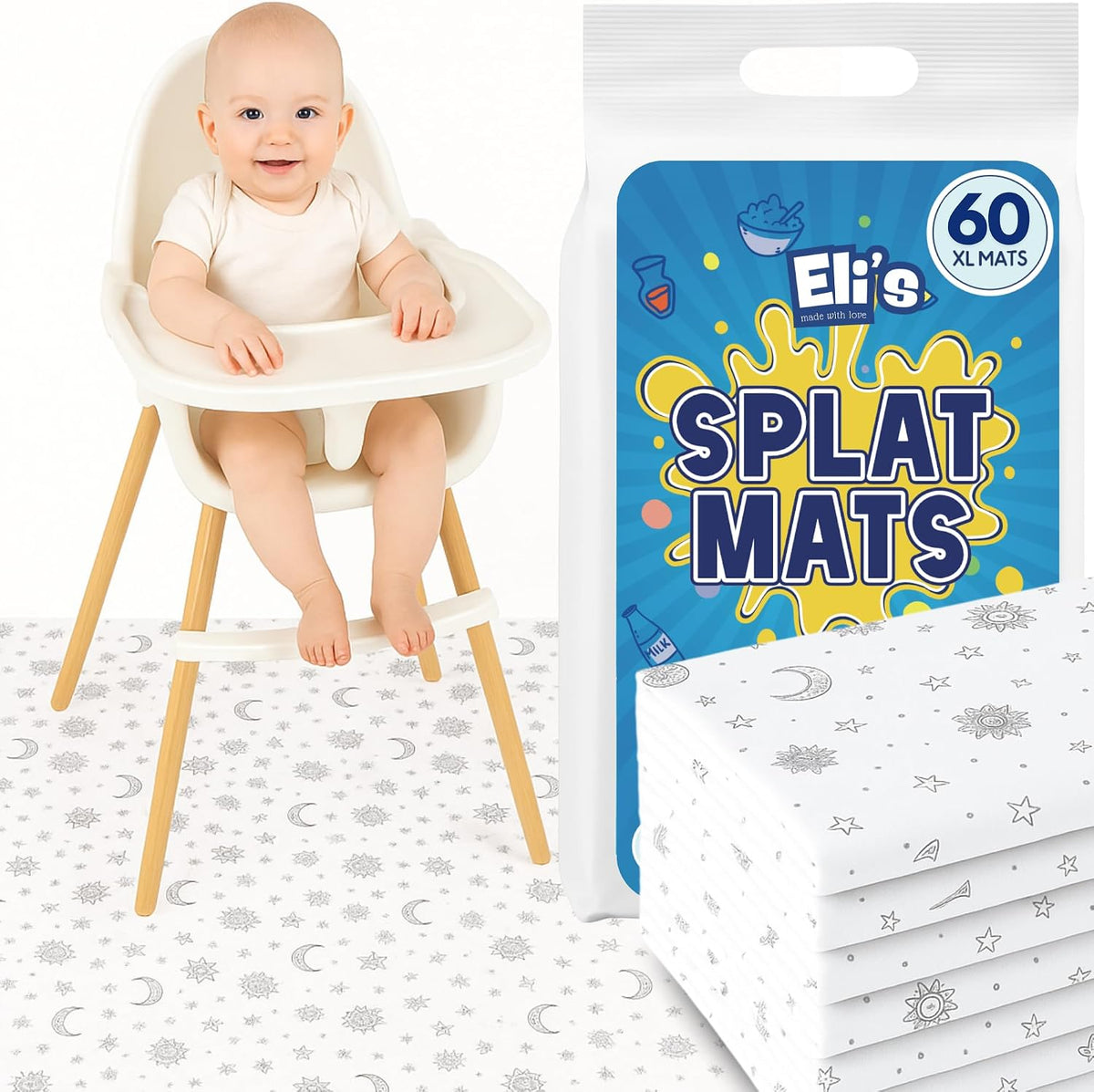 Eli with Love - Paquete de 60 alfombrillas desechables para salpica...
