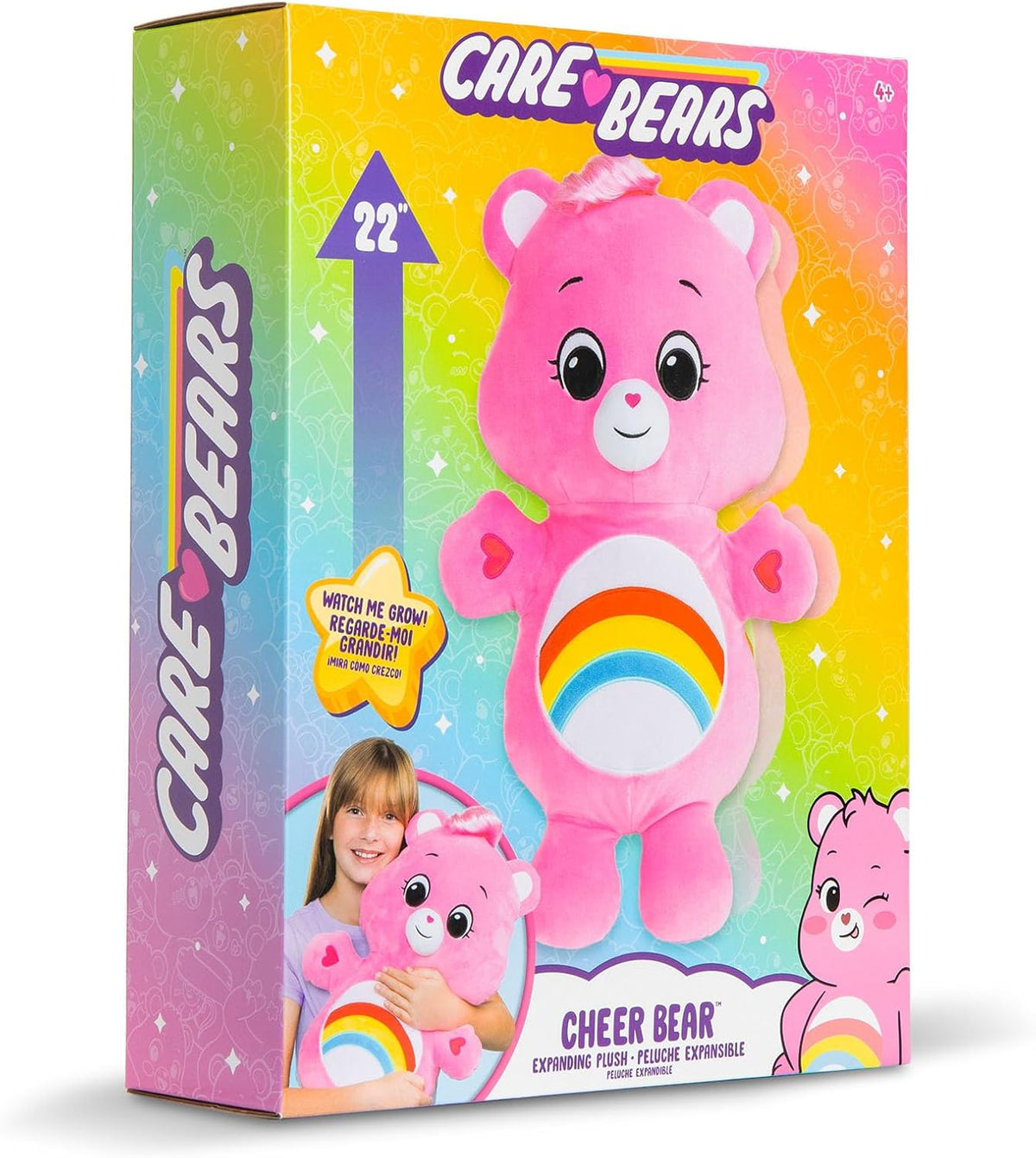 Care Bears Peluche de oso animador de 22 pulgadas, peluche rosa exc...