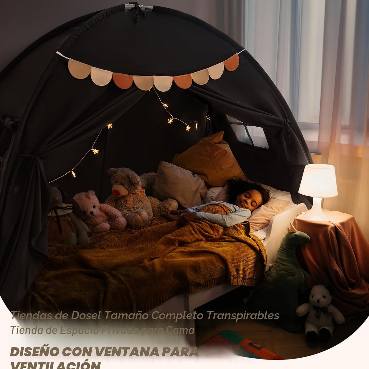 Toldo de cama de tamaño completo, litera para niños, tienda de camp...