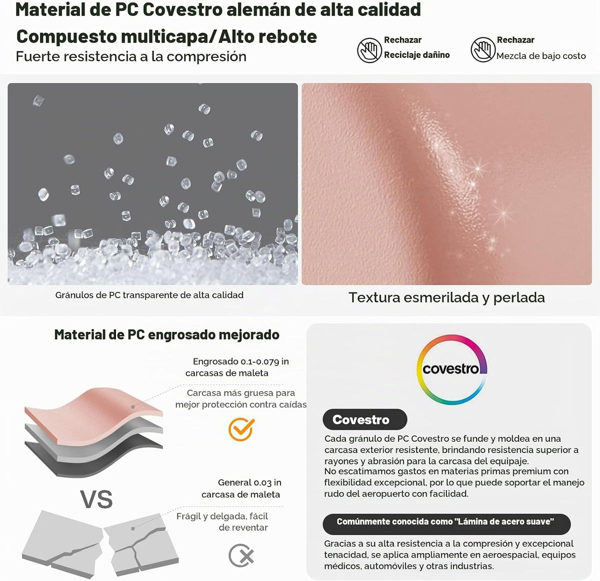 Maleta mixi con ruedas giratorias, maleta de viaje con marco de alu...