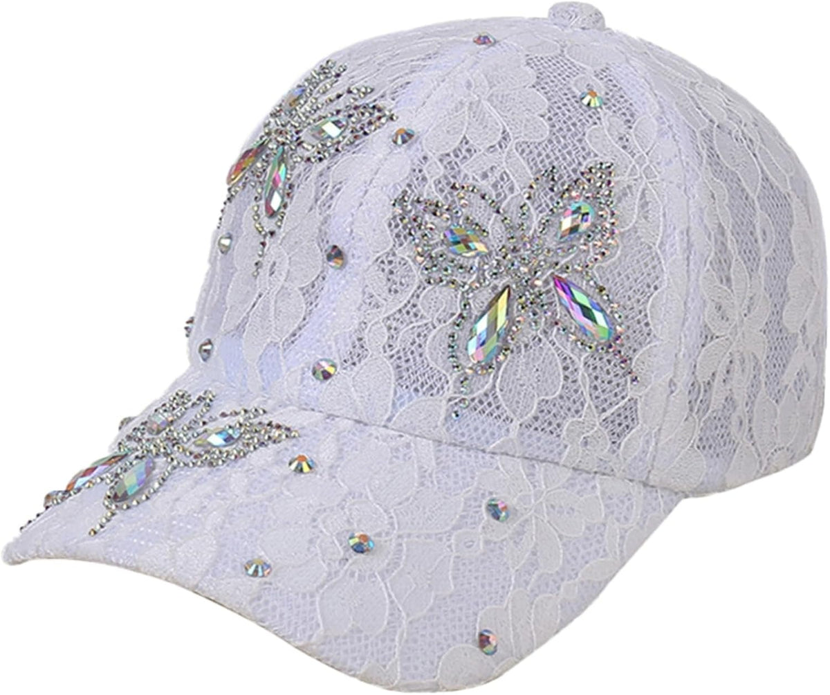 Gorra de béisbol con diamantes de imitación y lentejuelas para muje...