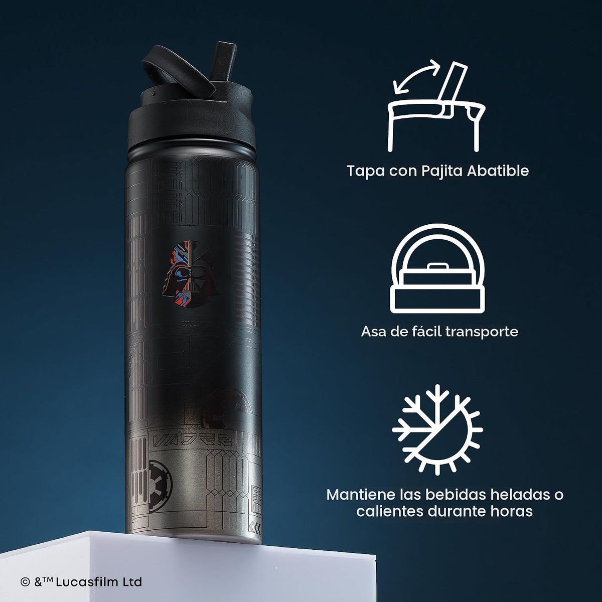 JoyJolt Star Wars - Botella de agua lineal de Darth Vader de acero...
