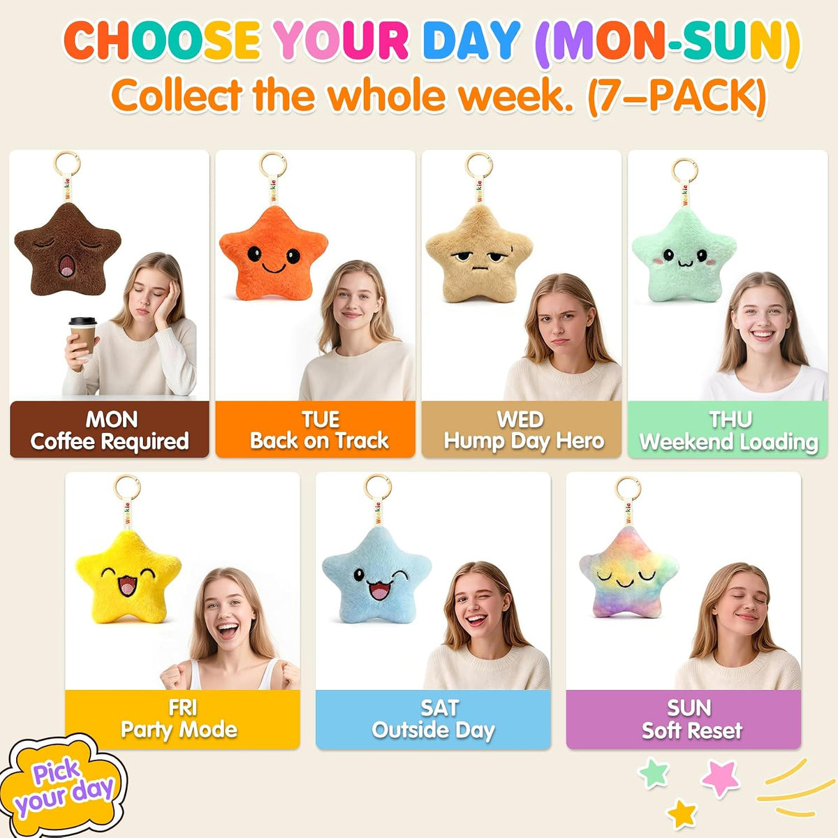 Ausener Weekie Wonders Emotional Star Support - Bolsa de felpa con...