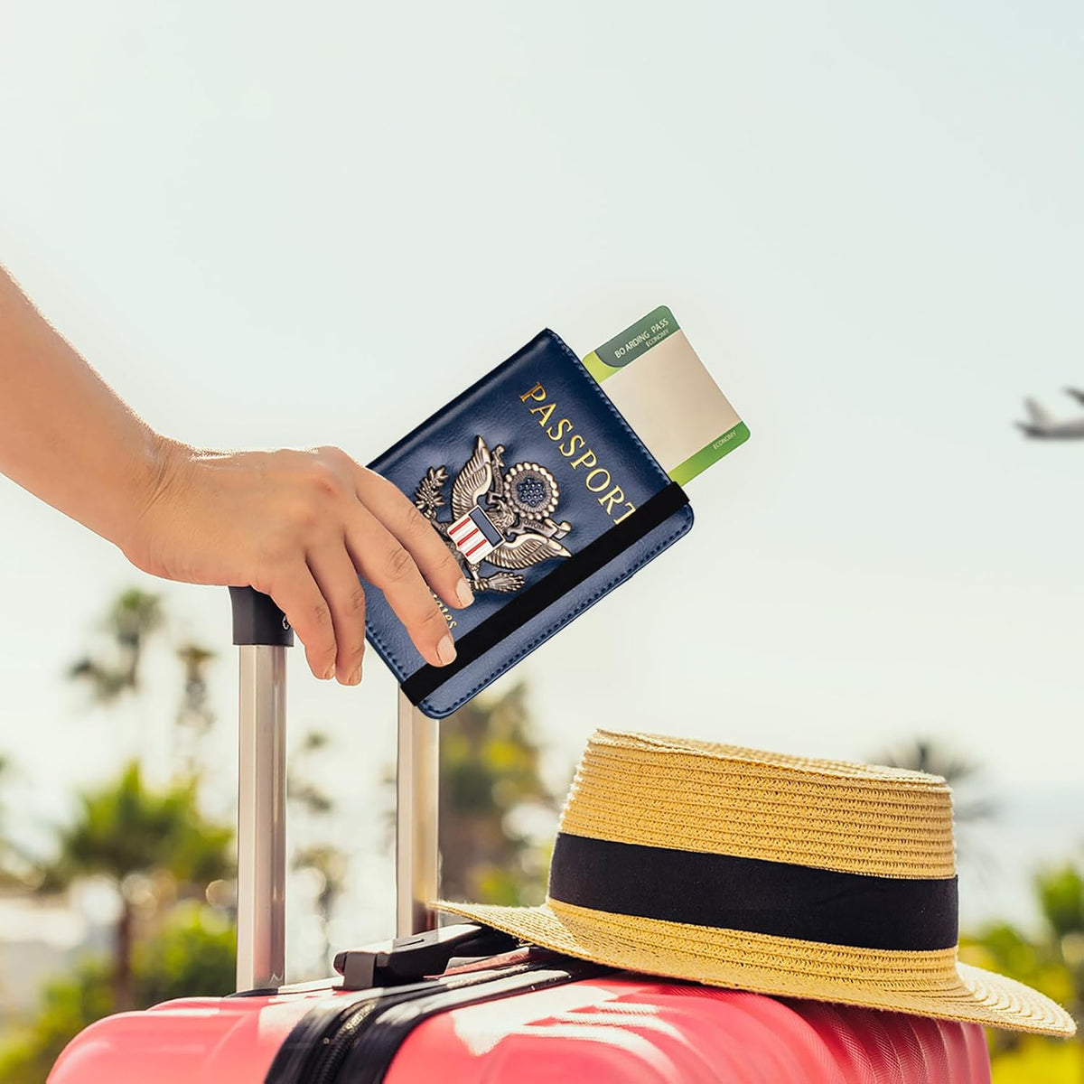 TOURSUIT Soporte para pasaporte con bloqueo RFID, billetera de viaj...