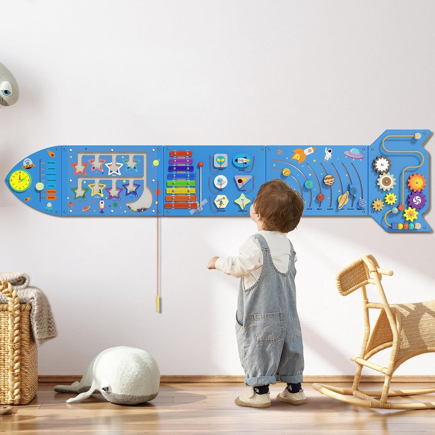 nigwet Paneles de Actividad de Pared con Cohete - Panel Sensorial d...