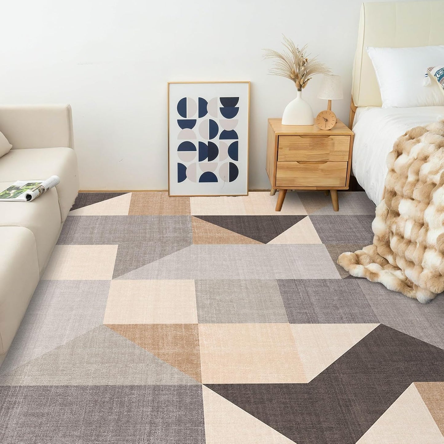 HOMFINE Alfombra lavable moderna de 5 x 7 pies, estilo geométrico,...