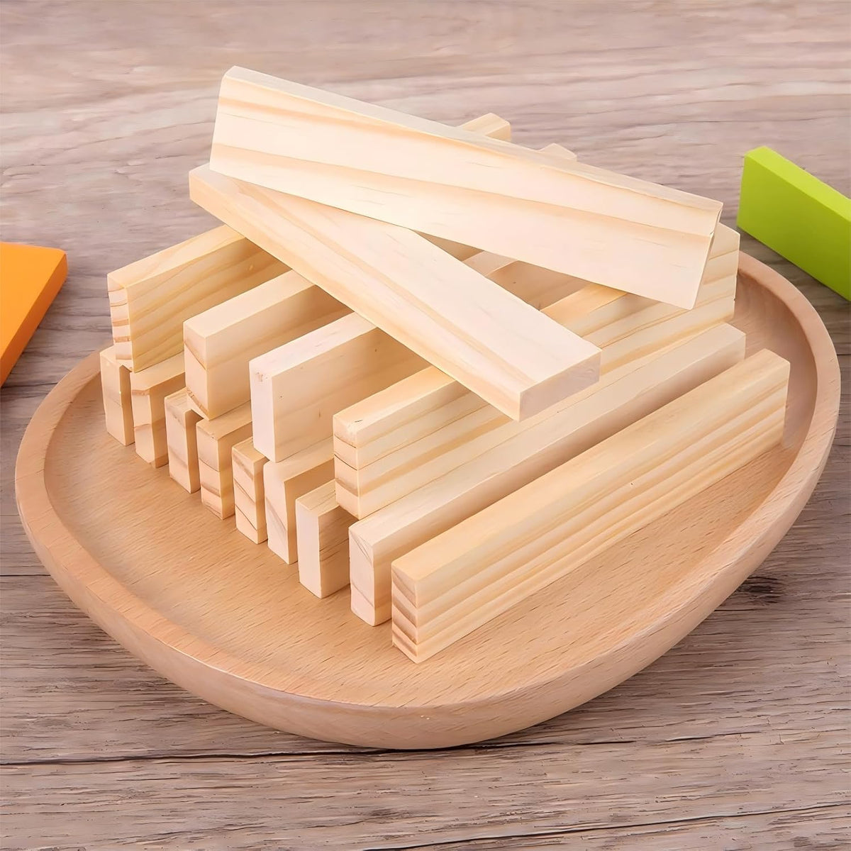 Juego de 300 tablones de construcción de madera natural prémium par...