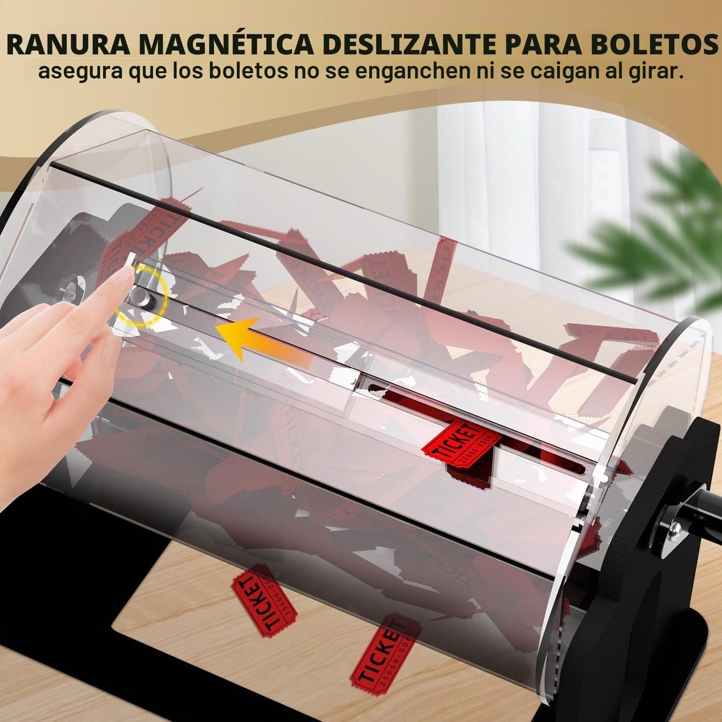 Spinner de tambor de boleto de rifa con mango de giro silencioso pa...