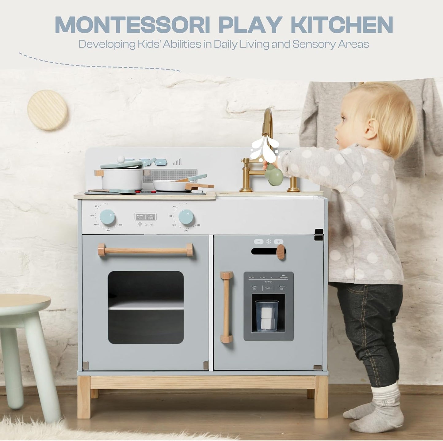 ROBOTIME Juego de cocina para niños pequeños, juego de cocina de ma...