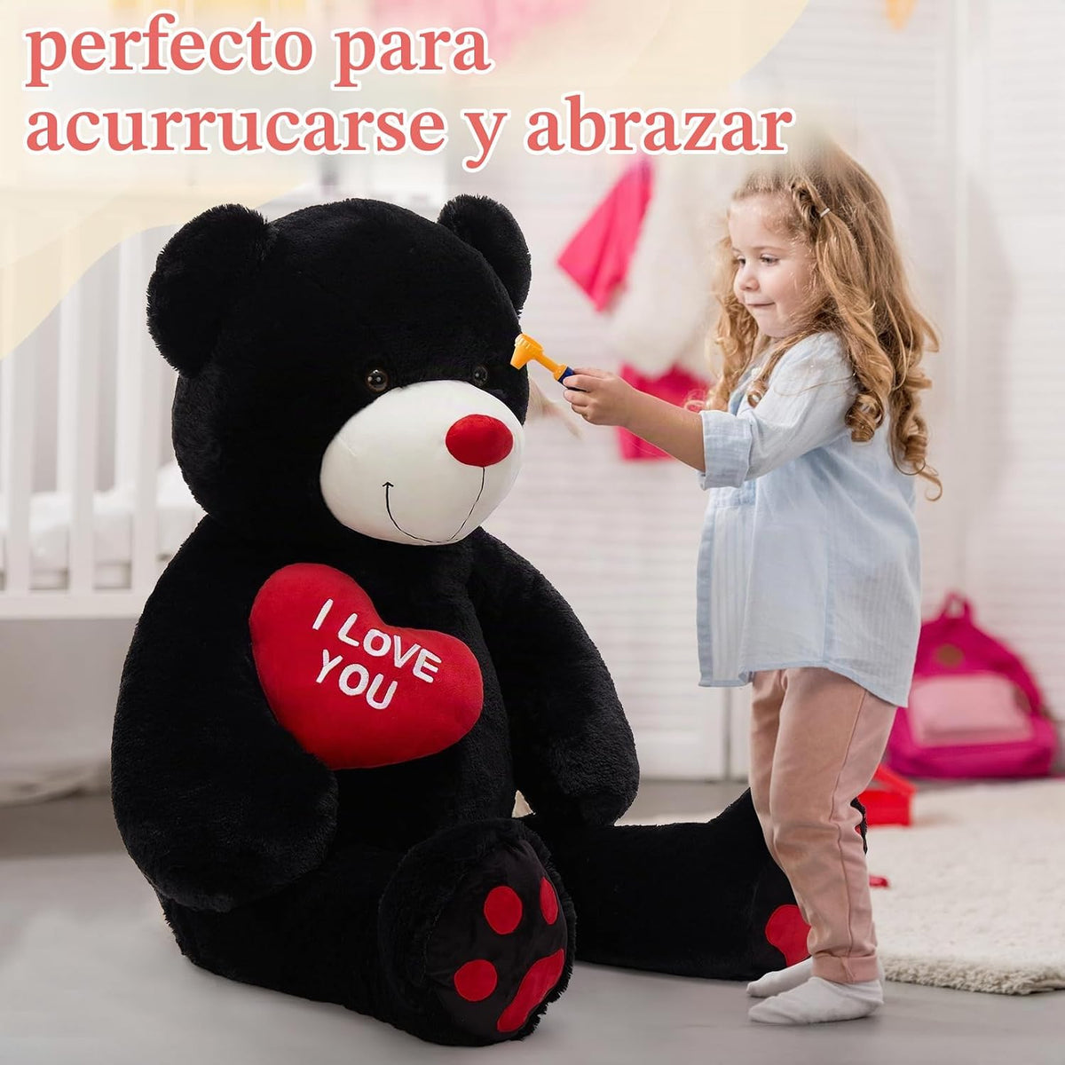 BENINY Osos de peluche grandes en forma de corazón rojo, osos de pe...