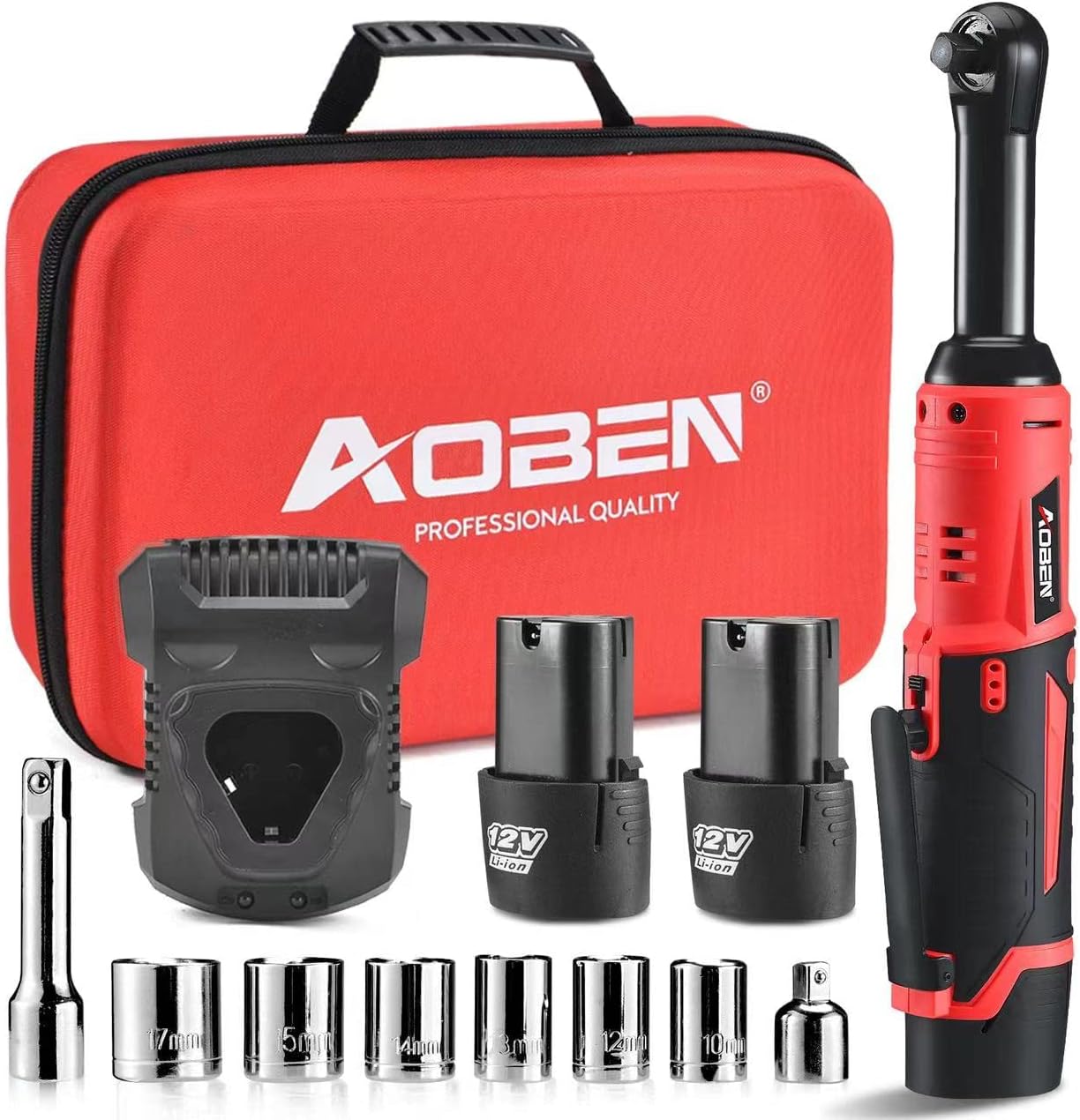 AOBEN Kit de llave de trinquete eléctrica inalámbrica de 3\/8 pulga...