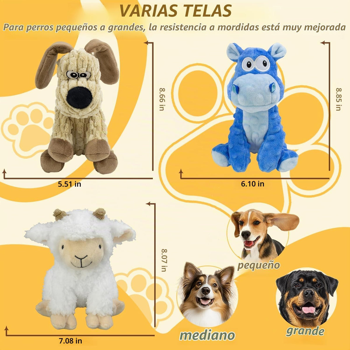 MeetYooo Paquete de 3 Juguetes Chirriantes de Peluche para Perros -...