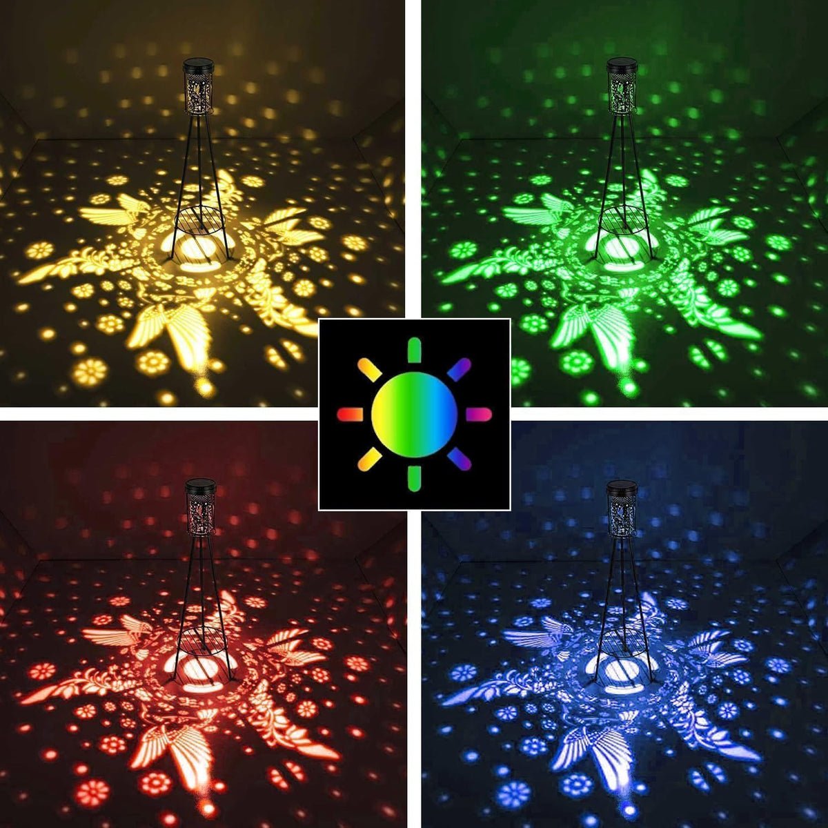 SendaLife Lámparas de pie solares para exterior RGB con cambio de c...