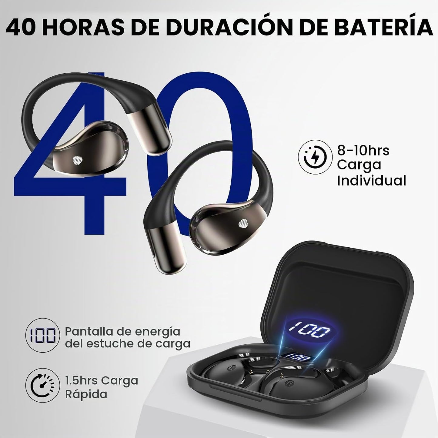 Conyat Auriculares de oreja abierta, auriculares inalámbricos Bluet...