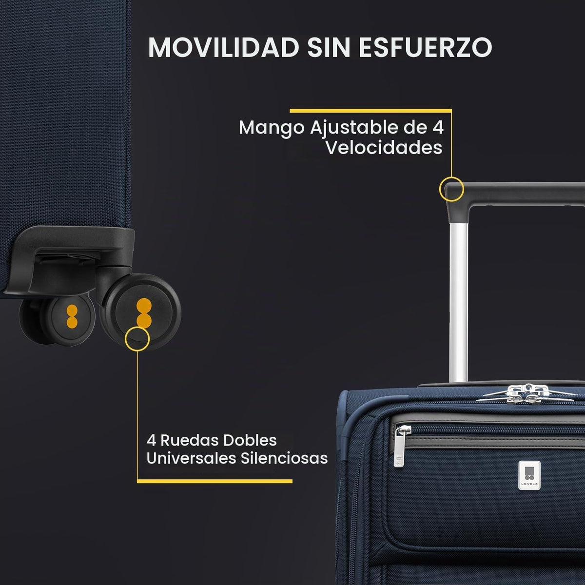 LEVEL8 Maleta de Mano Aprobada por Aerolínea con Compartimento, Mal...