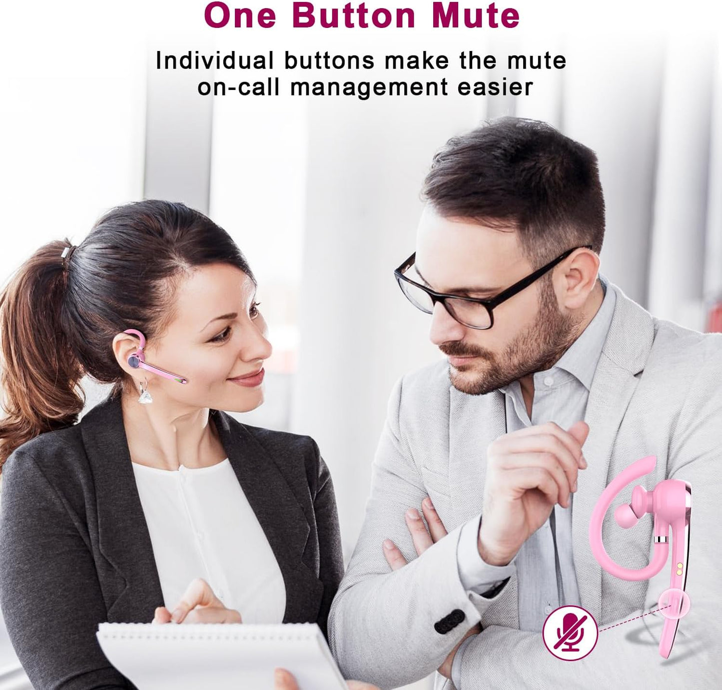 HEIBAS Auriculares Bluetooth, auricular inalámbrico con micrófono p...