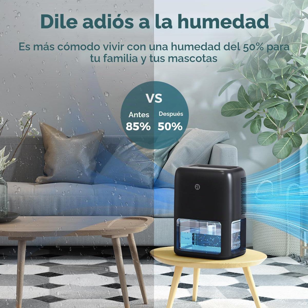 BREEZOME Deshumidificador de 60 onzas para el hogar, deshumidificad...