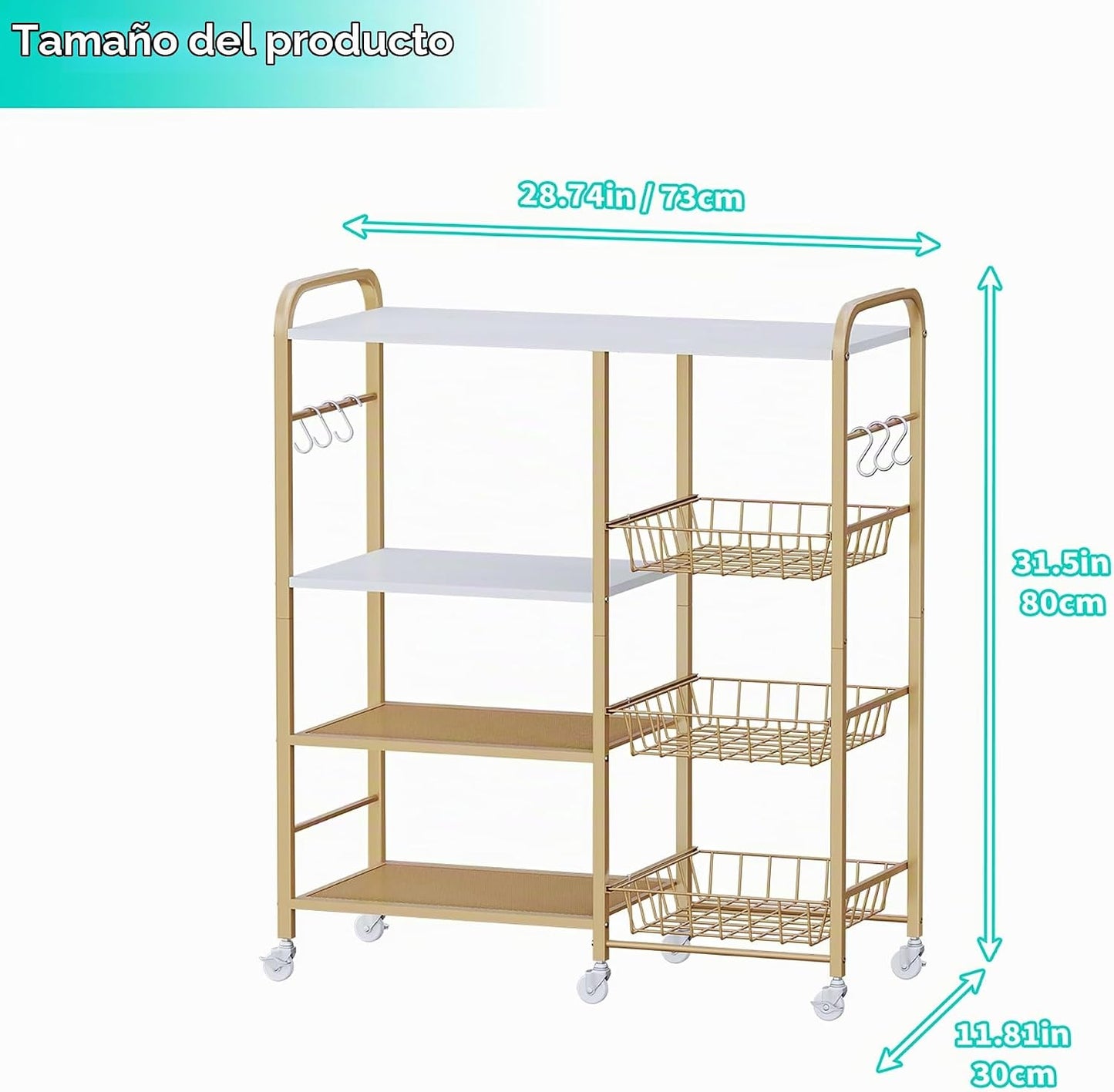 HapiRm Carrito de Cocina con Ruedas para Microondas - Soporte de Me...
