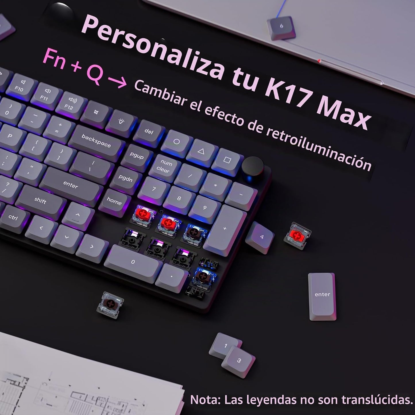 Keychron K17 Max 96% Layout QMK\/Launcher Teclado mecánico con cabl...