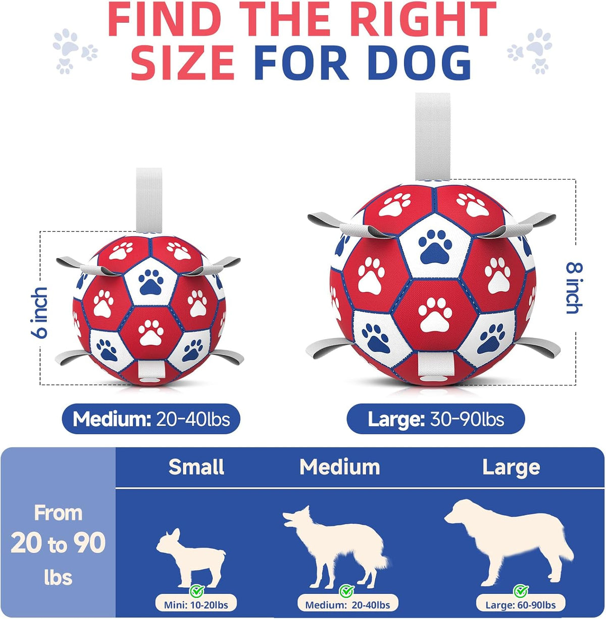Diman Pelotas para perros, pelotas de 6 pulgadas para perros con co...