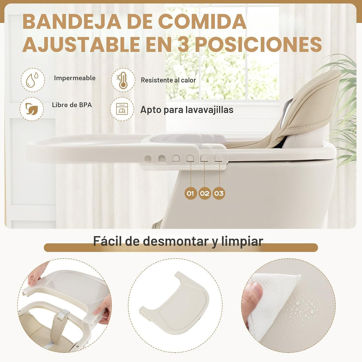 BABY JOY Trona convertible para bebé, 3 en 1, silla alta de madera\...
