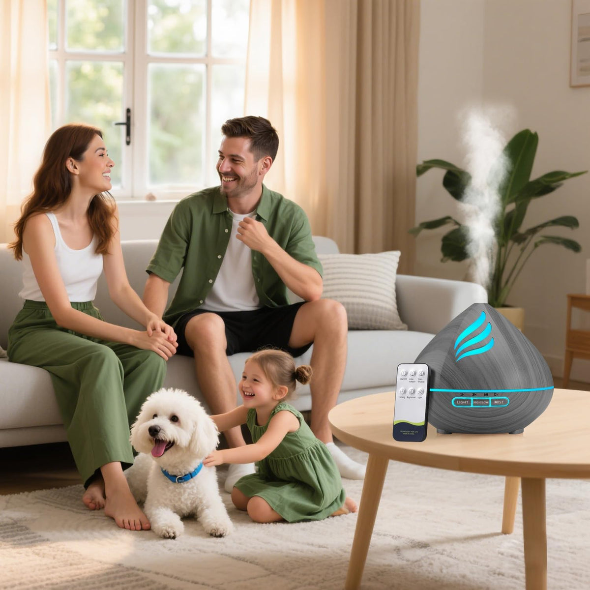 Relaja tu espacio: humidificador de niebla fría de 16.9 fl oz y dif...
