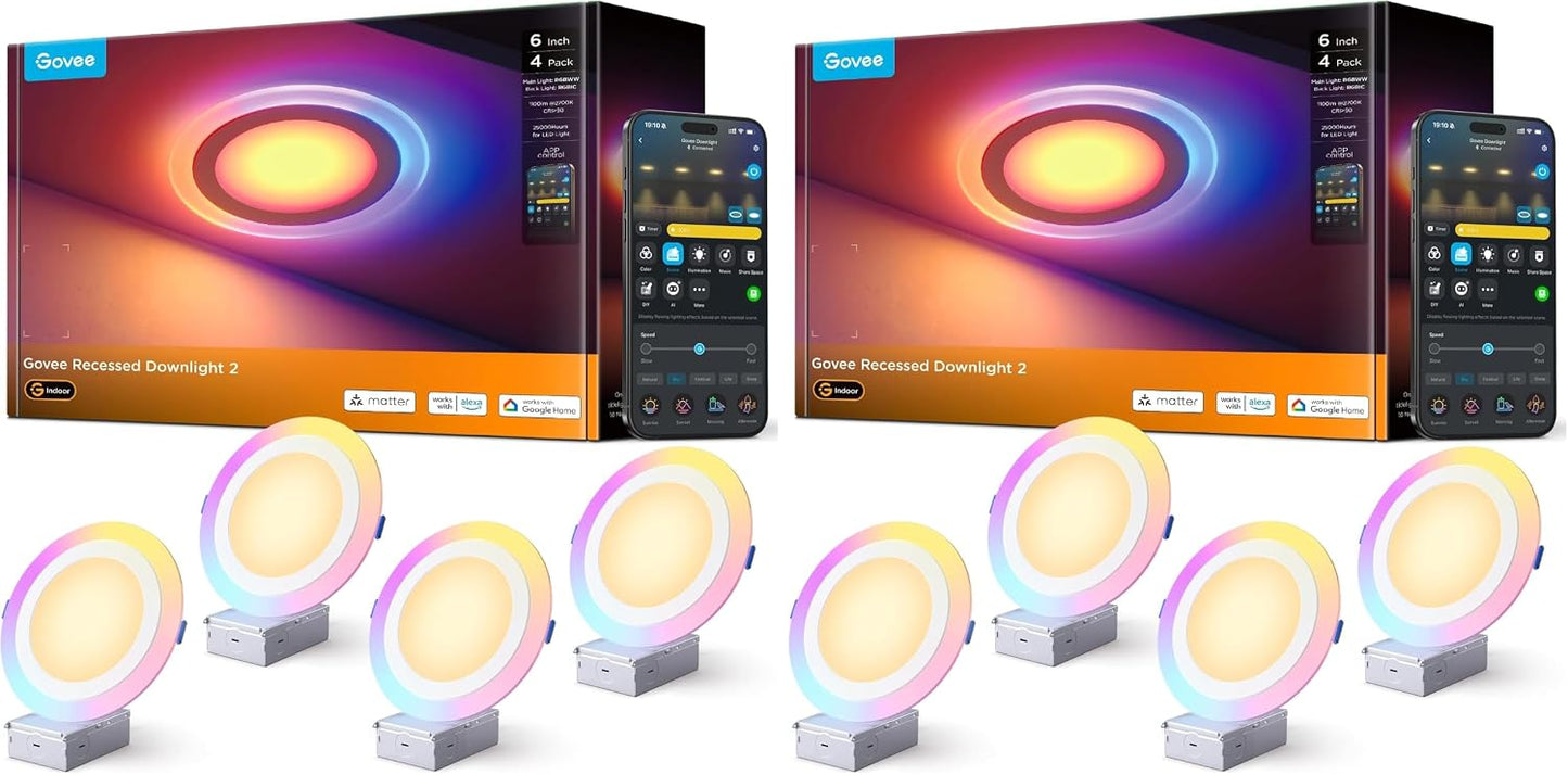 Govee Iluminación empotrable inteligente de 6 pulgadas, luz LED emp...