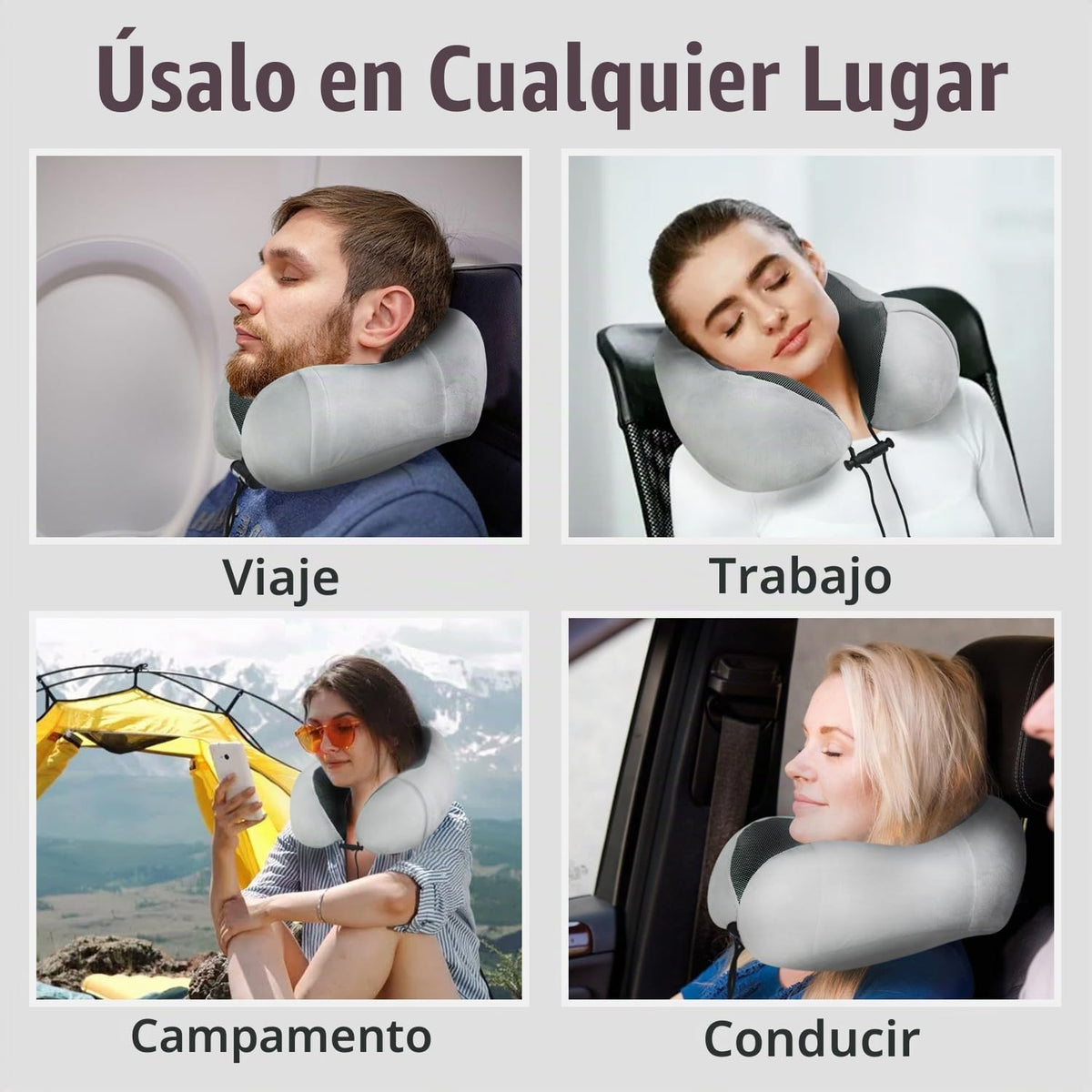 Almohada de viaje, almohada de cuello de espuma viscoelástica para...