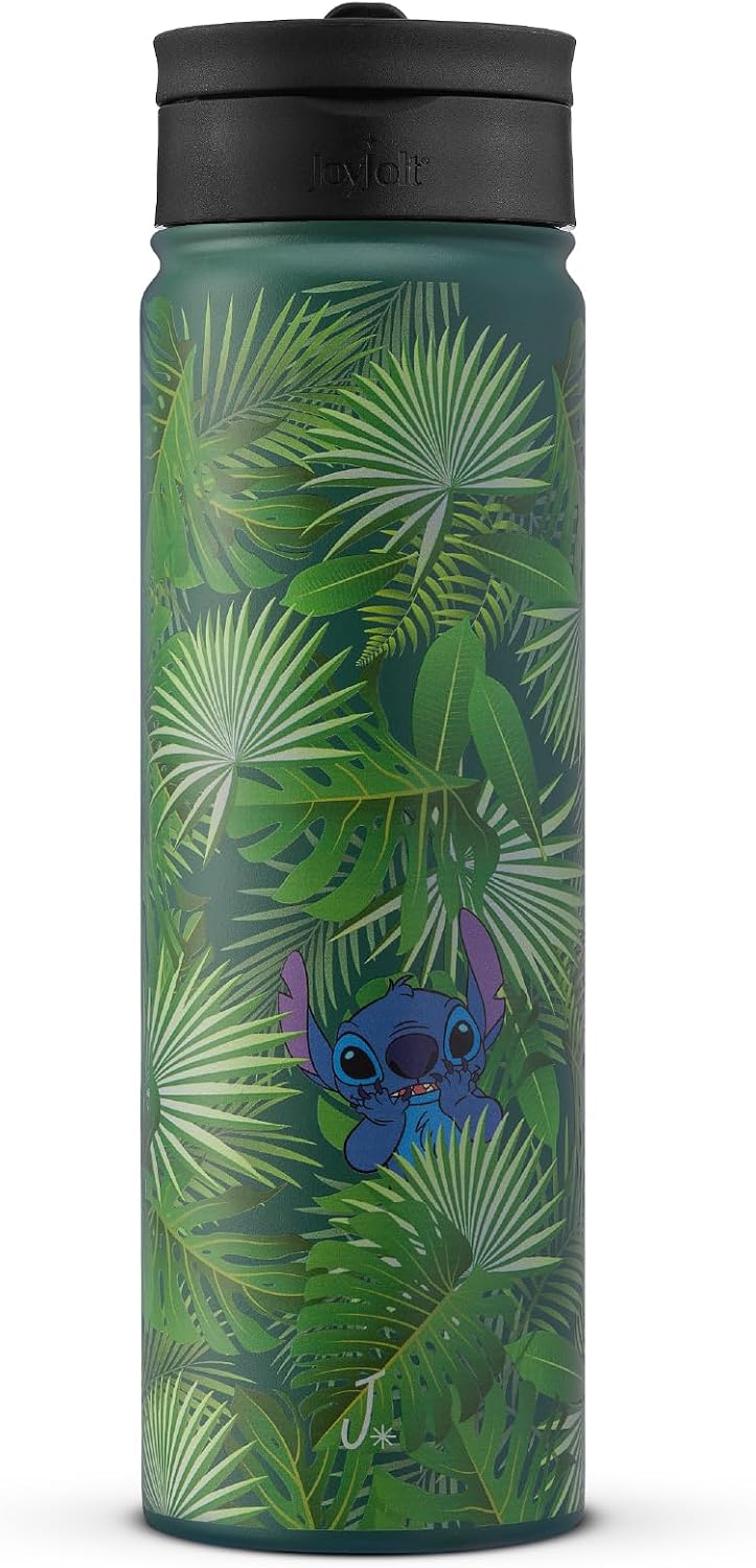 JoyJolt Disney Stitch-a-Boo - Botella de agua de acero inoxidable c...