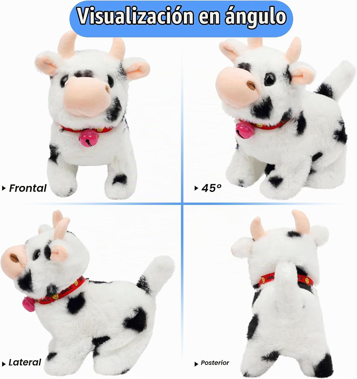 Hopearl Vaca caminante interactiva, juguete electrónico de peluche...