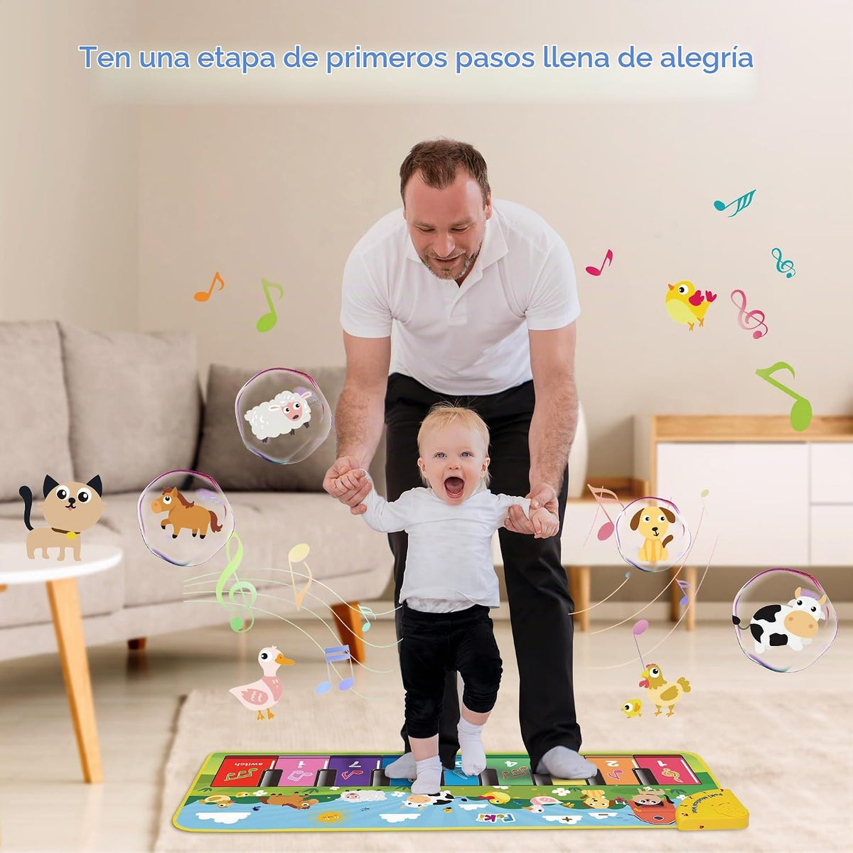 FOKI - Alfombrilla para piano de piso, juguetes para bebés y niños...