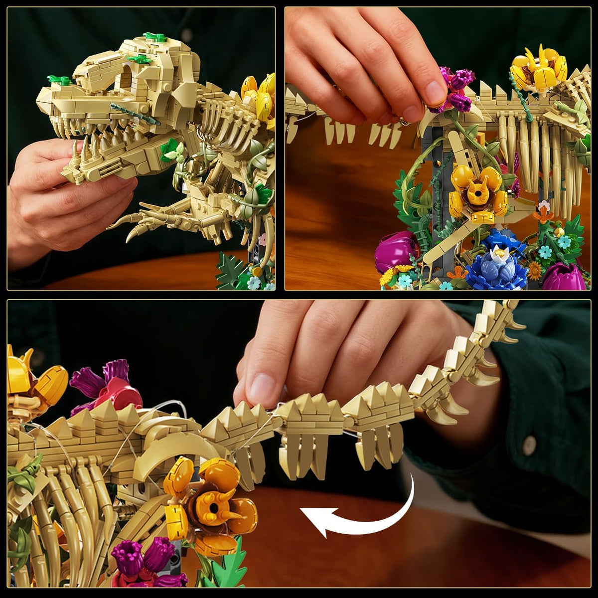 CUBIMANA Juego de construcción de flores fósiles de dinosaurios con...