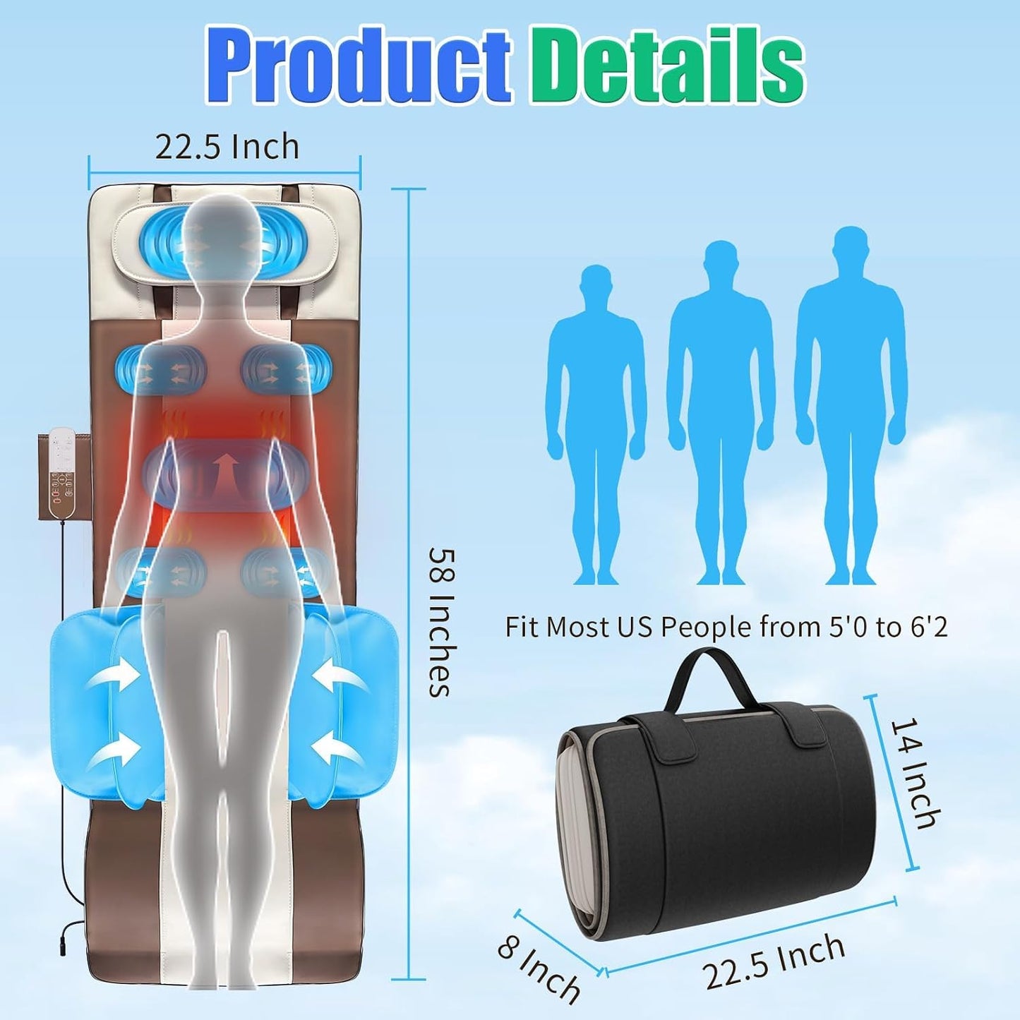 Colchoneta de Masaje para Todo el Cuerpo, Estiramiento Corporal 3D...