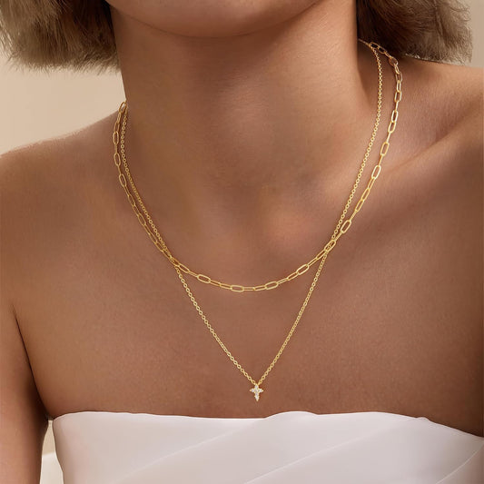 Turandoss Collar de Cruz de Oro para Mujeres - Delicado Collar de C...