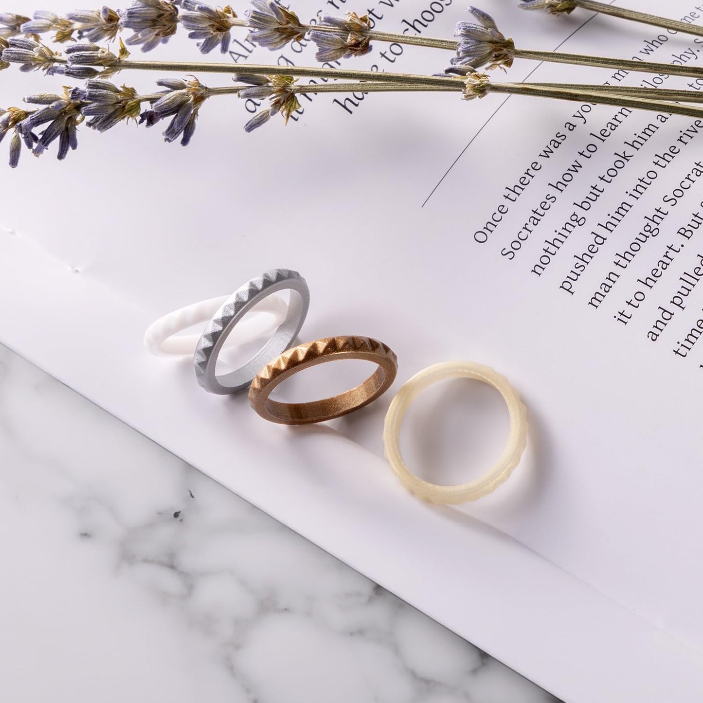Egnaro - Anillos de boda de silicona para mujer: 2.5 mm de ancho -...