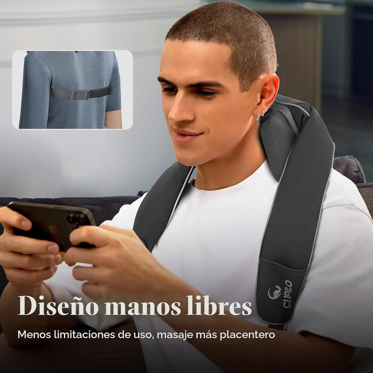 CuPiLo Masajeador de cuello inalámbrico con calor y control remoto...