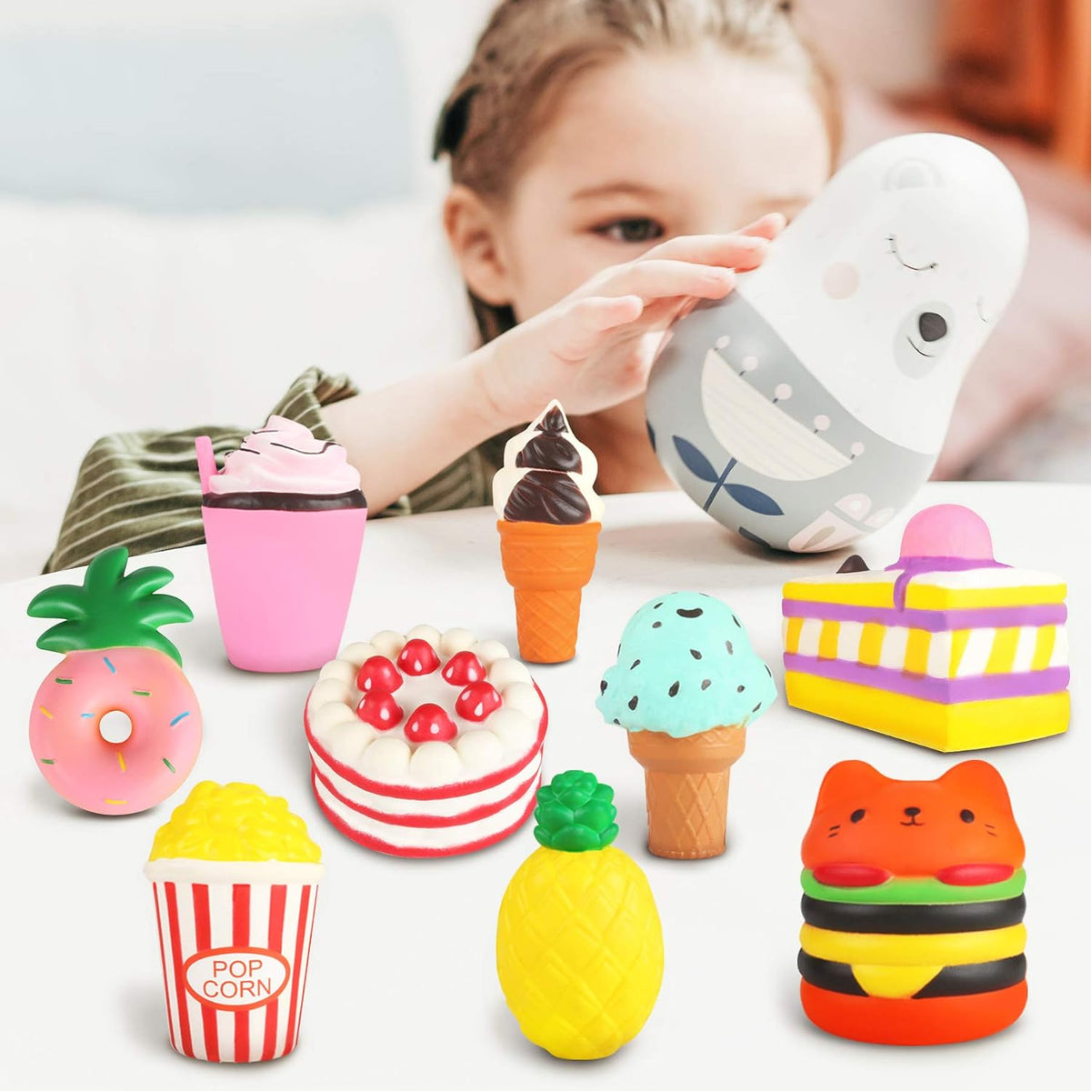 Slow Rising Jumbo Squishies - Paquete de 9 juguetes suaves Kawaii S...