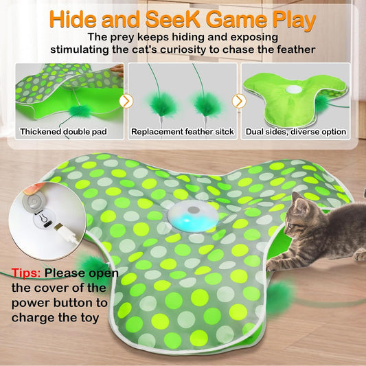 umosis Juguetes interactivos para gatos recargables, moviendo pluma...