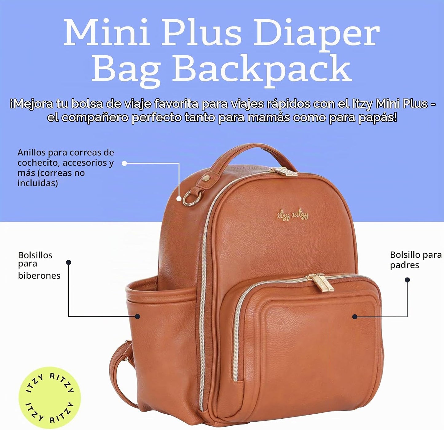 Itzy Ritzy Mini mochila para pañales - 10 bolsillos con cambiador (...