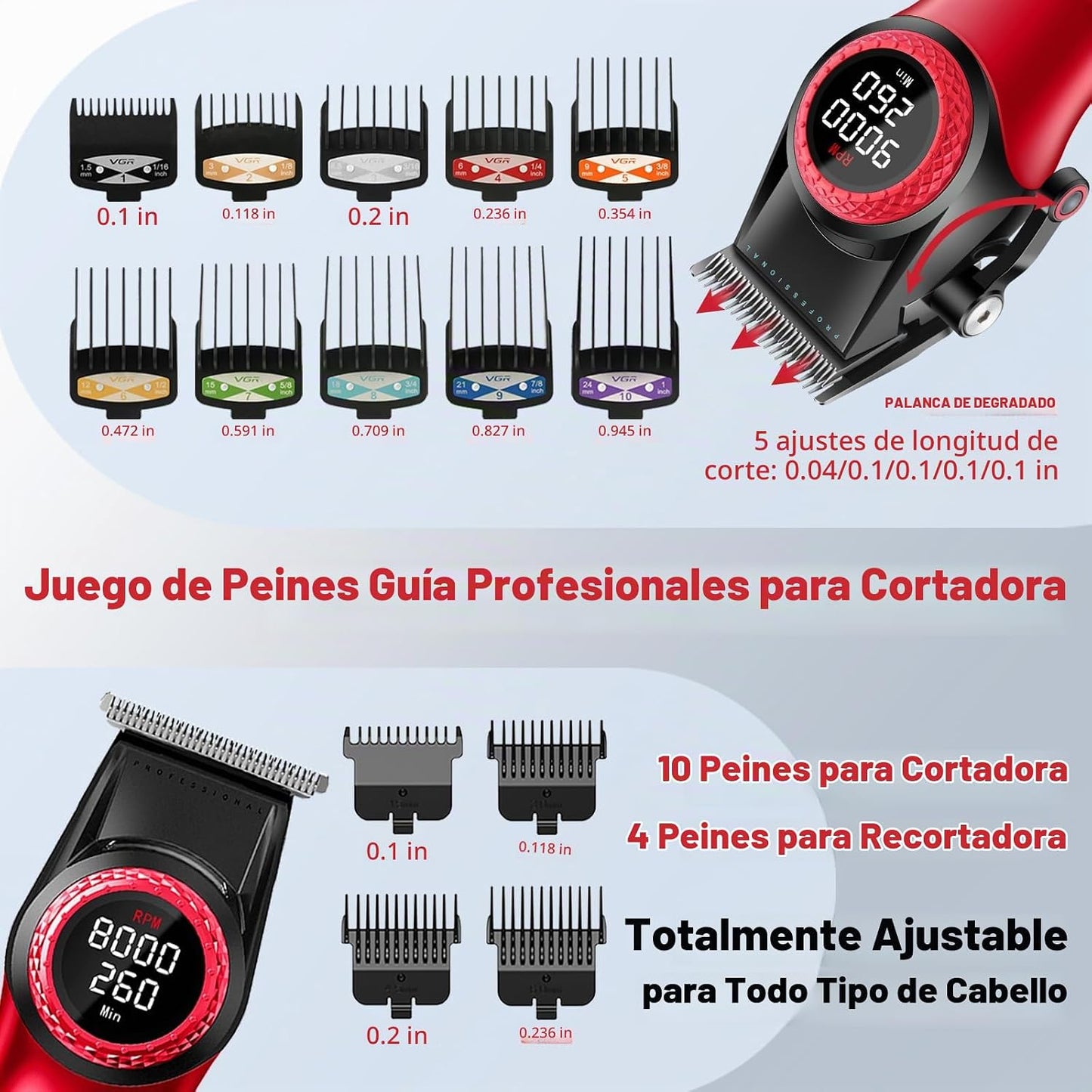 VGR 001 y 977 - Cortapelos profesionales para hombres, cortapelos i...