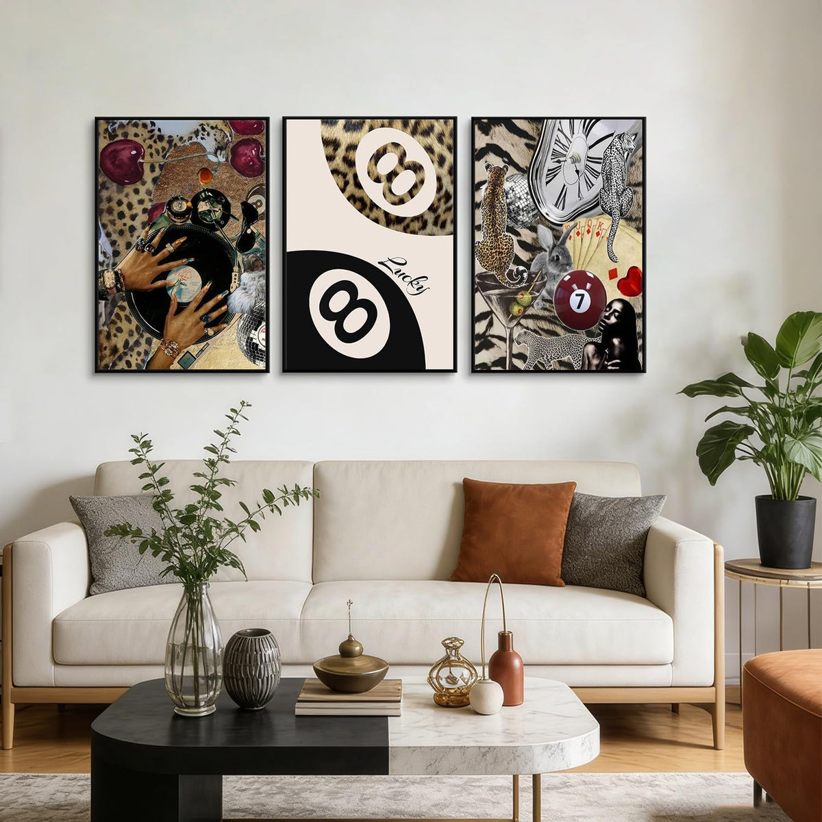 3 piezas de lienzo de guepardo a la moda, pintura de leopardo, deco...