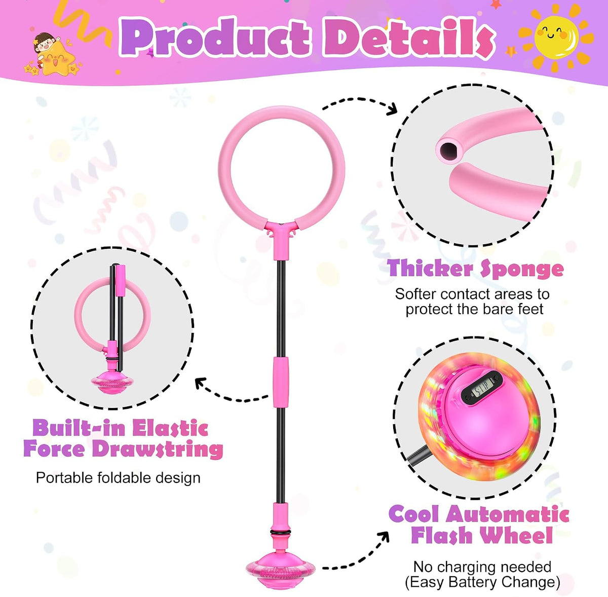 voopark Skip Ball para niños \u2013 Pantalla LED Skip It Toy con mo...