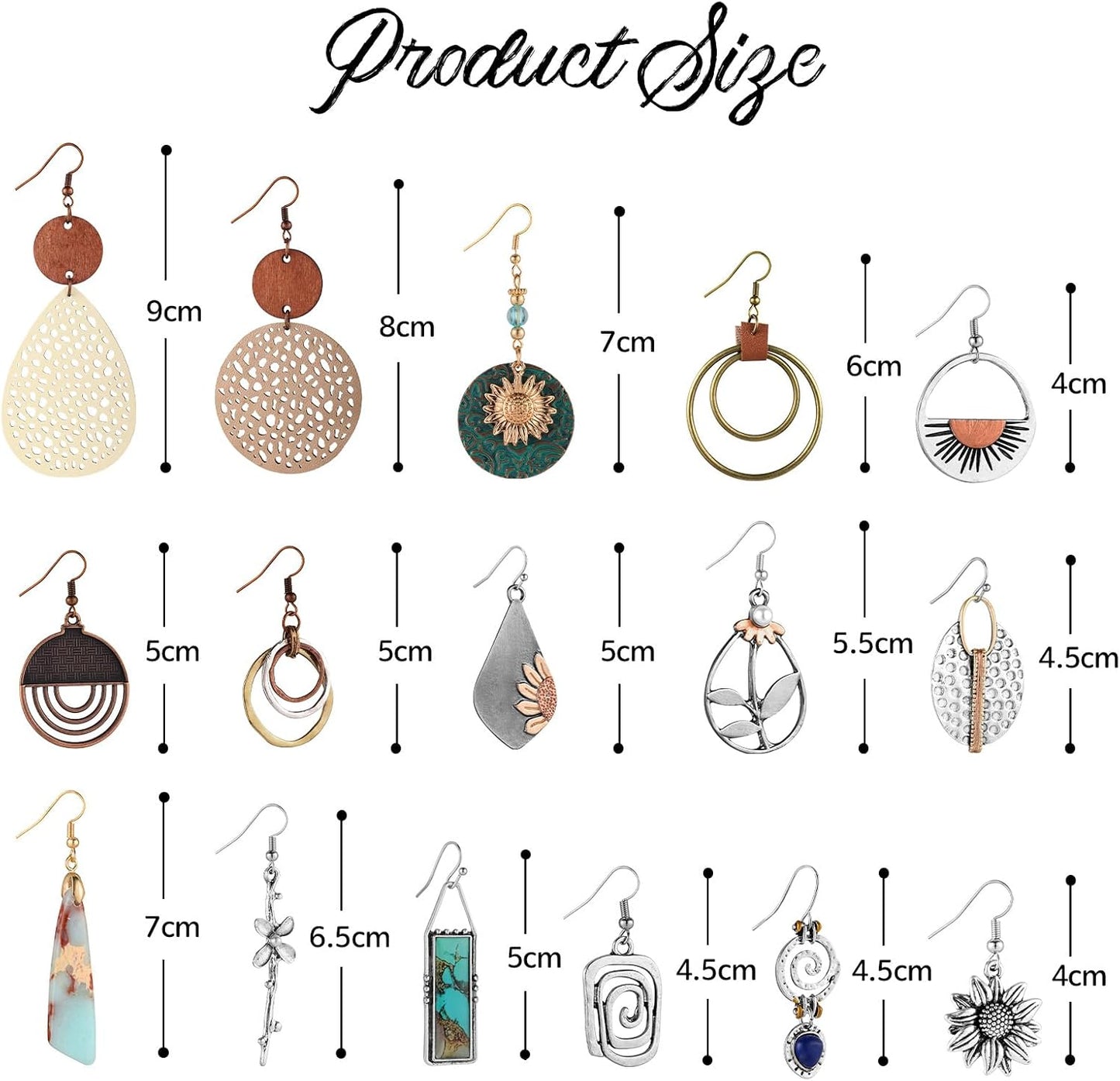 16 pares de aretes para mujeres de moda, Funtopia aretes bohemios c...