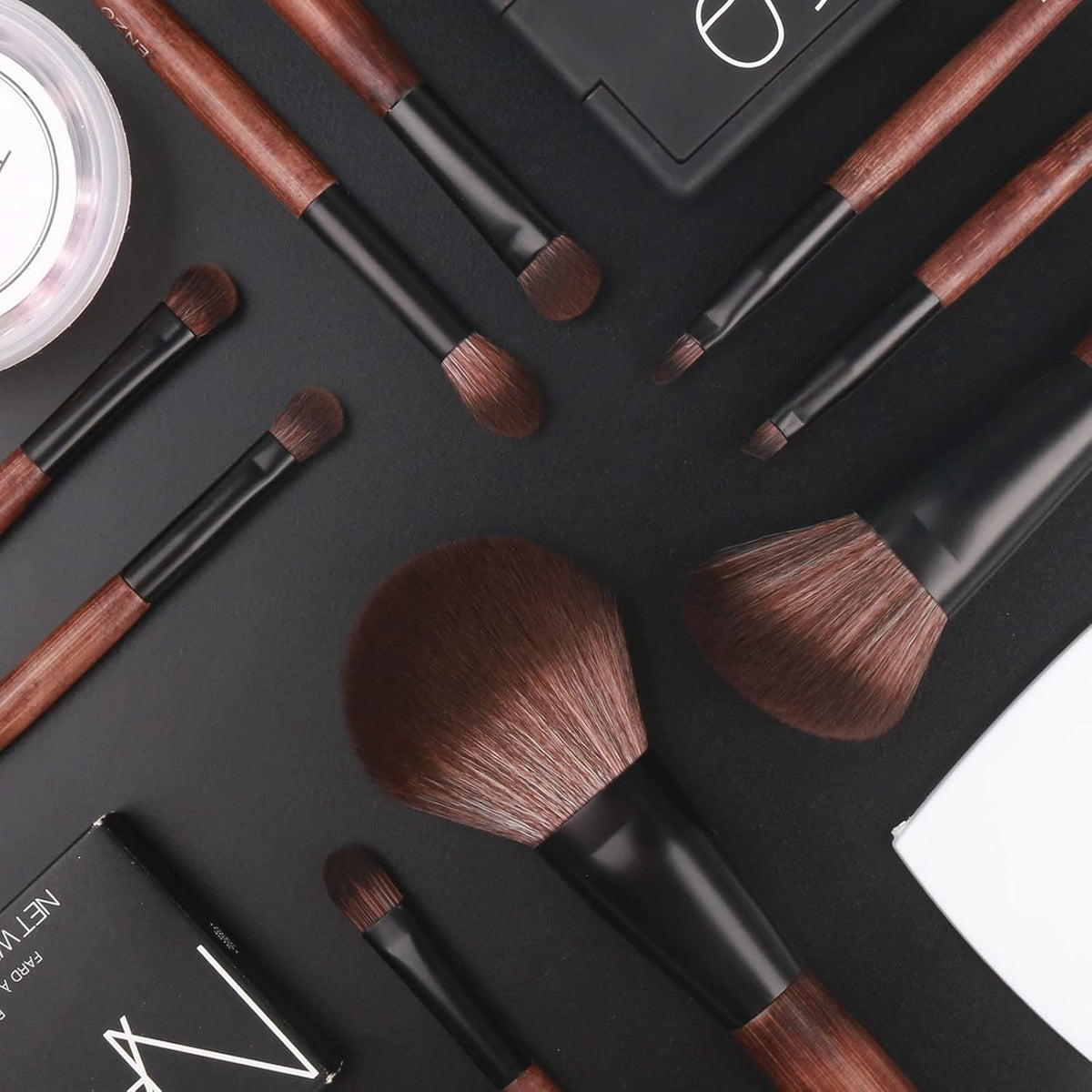 Juego de brochas de maquillaje de bambú profesional, juego de broch...